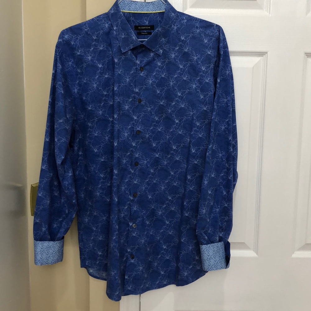 Bugatchi Uomo Men's Long Sleeve Casual Blue Button - Picture 2 of 9